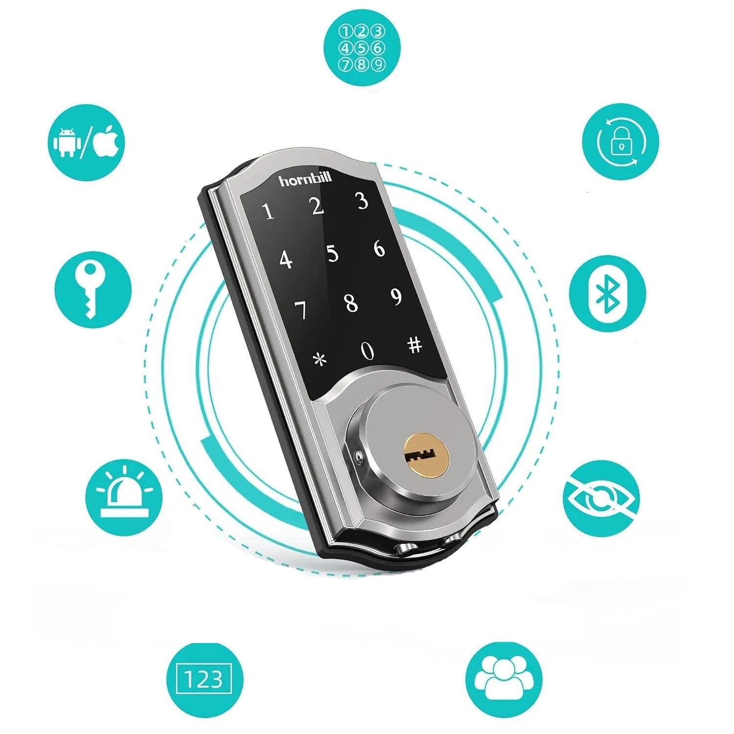 Hornbill Wi-Fi & Bluetooth Smart Lock with Touch Screen Keypad